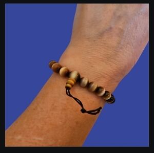 Bronze Honey Cat's Eye Beaded Unisex Prayer Stretch Bracelet